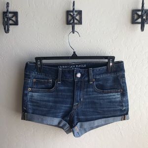 Cuffed jean shorts